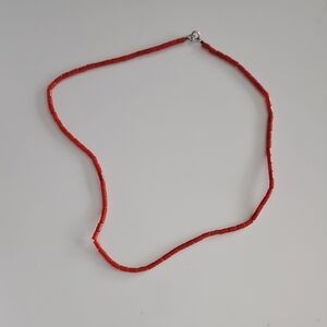 Necklace Of Natural Red Coral Tube Beads. 20".